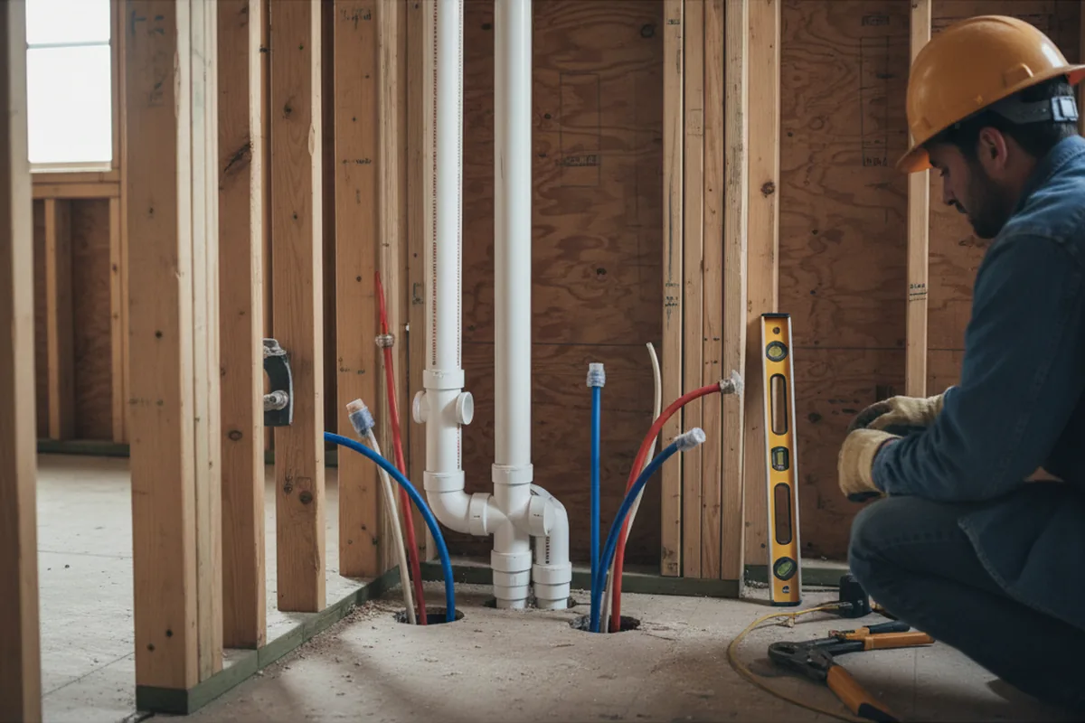 Drain and supply rough-in during Toilet Repair and Installation in Wellington